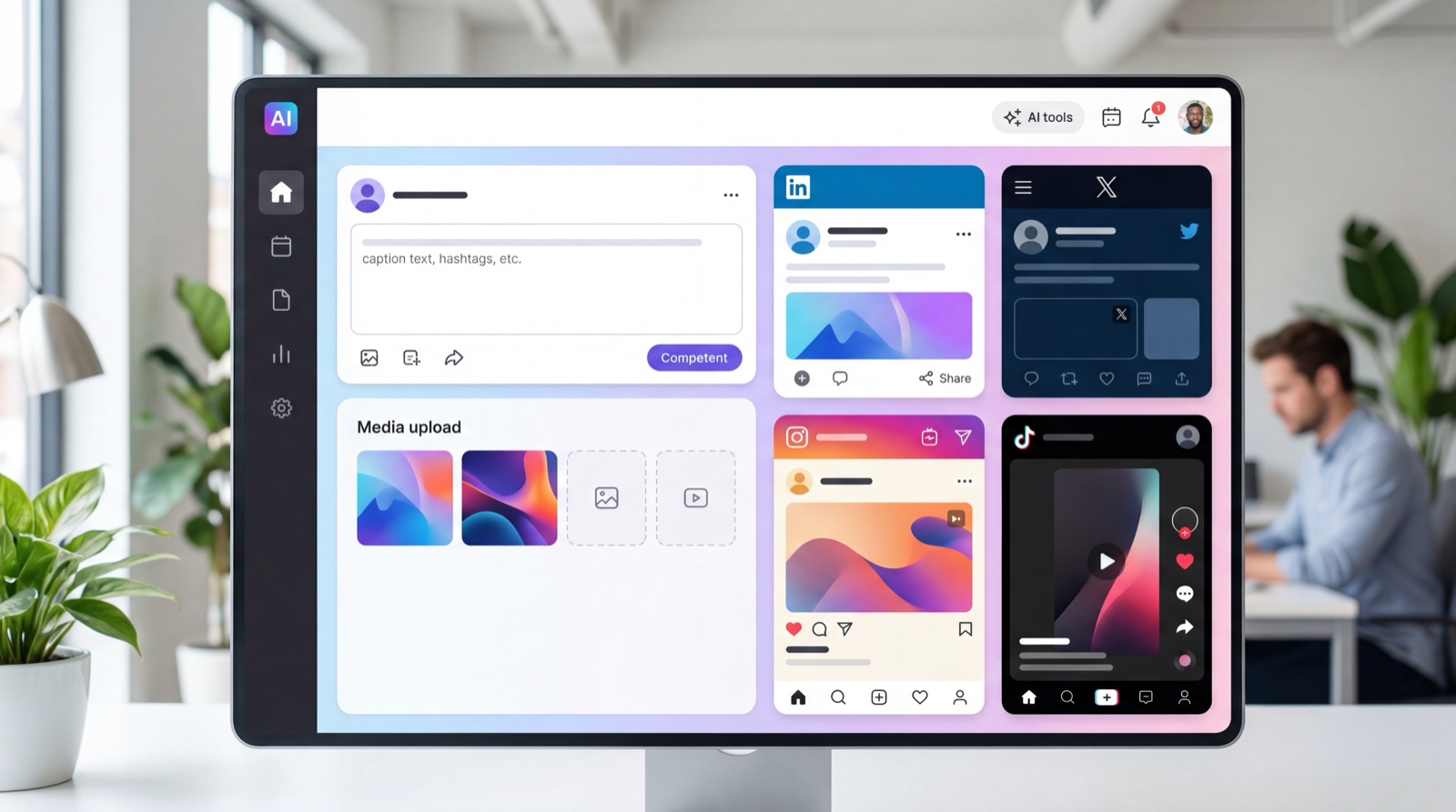 AI social media marketing stack with 10 layers