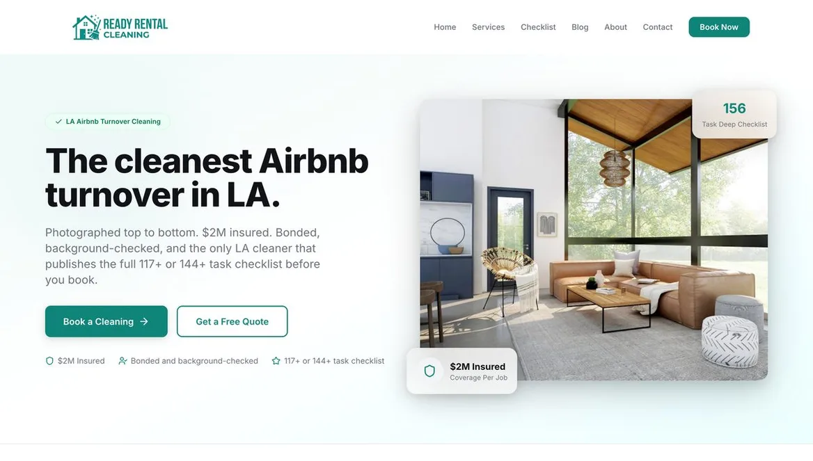 Ready Rental Cleaning site built by Tested Media, SEO company serving Madison